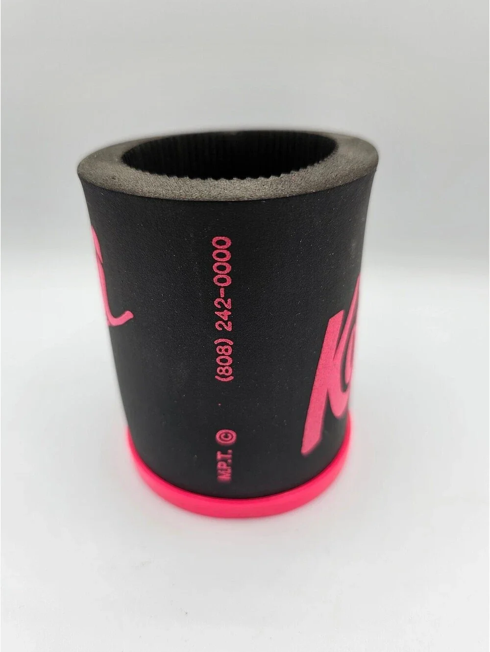 Vintage 1980s Drink Can Koozie Foam Kauai Hawaii Bright Pink Black
